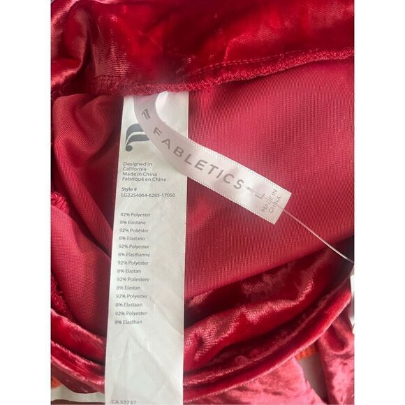 Fabletics Strawberry Red High‎ Waisted Crushed Velour Crossover Leggings Large - Picture 9 of 9